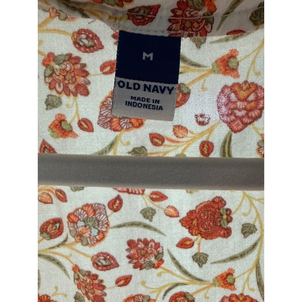 Old Navy Womens Floral Tiered Mini Dress White Orange Green Cotton Rayon Size M - Picture 3 of 10